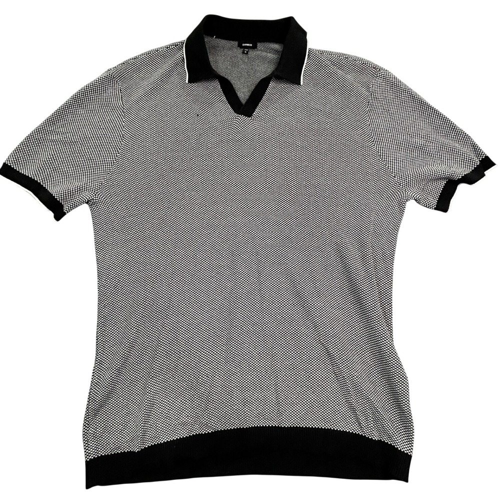 Express Short Sleeve V-Neck Knit Polo Sweater
